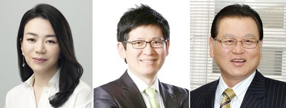 (왼쪽부터) 조현아 전 대한항공 부사장, 강성부 KCGI 대표, 권홍사 반도건설 전 회장. (출처: 연합뉴스)