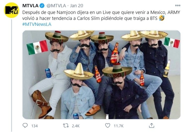 멕시코 팬들이 만든 BTS 합성 이미지 (출처: 트위터)