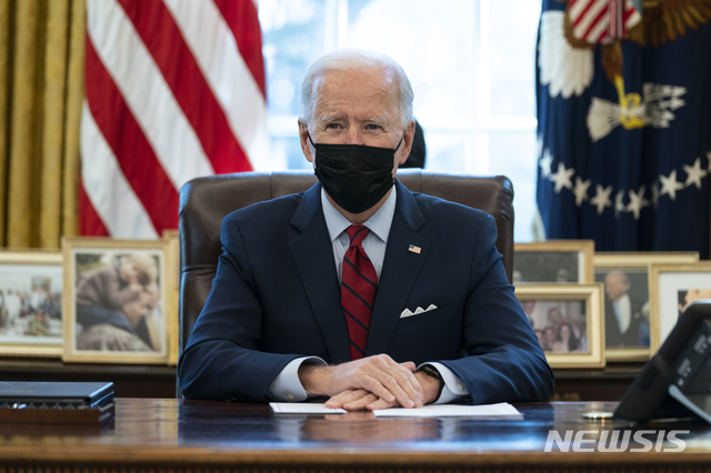 조 바이든 미국 대통령이 지난달 28일(현지시간) 백악관 집무실에서 발언하고 있다. 2021.2.2. (출처: 뉴시스)