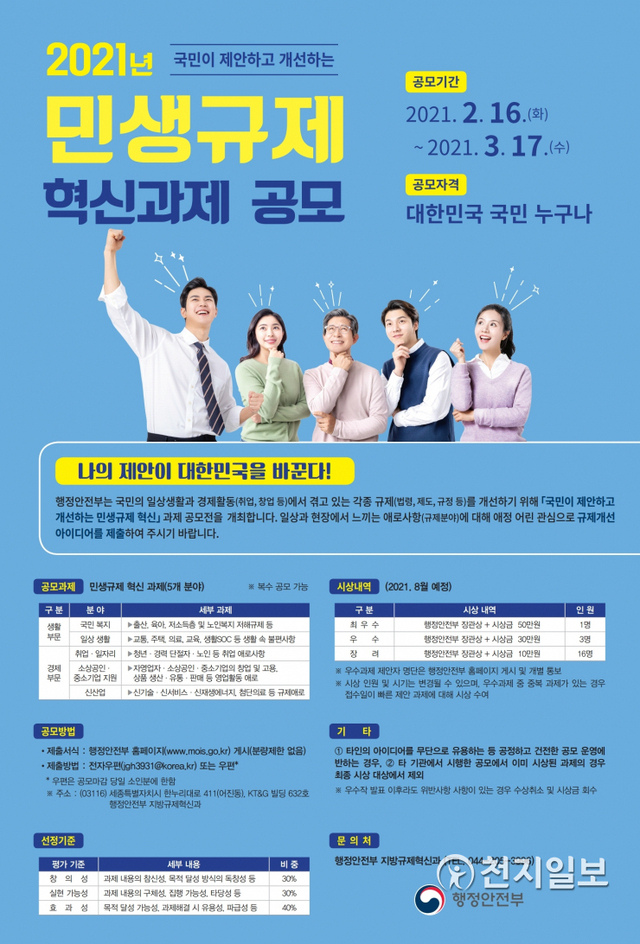 ‘민생규제 혁신과제 공모전’ 안내 포스터. (제공: 진주시) ⓒ천지일보 2021.2.18