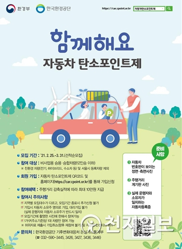 자동차 탄소포인트제 안내 포스터. (제공: 원주시청) ⓒ천지일보 2021.2.19