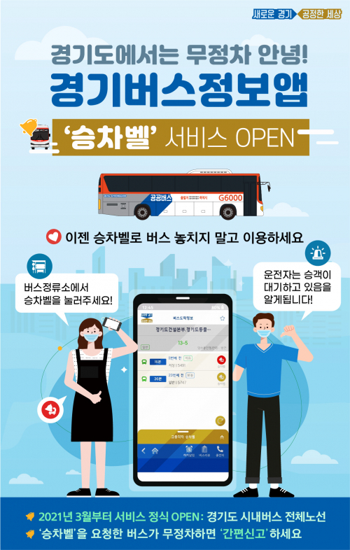 ‘경기버스 승차벨’ 정식 서비스 개시 홍보물. (제공: 경기도) ⓒ천지일보 2021.2.24