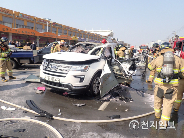 부탄가스로 인한 차량 폭발사고. (제공: 광주시청) ⓒ천지일보 2021.2.26