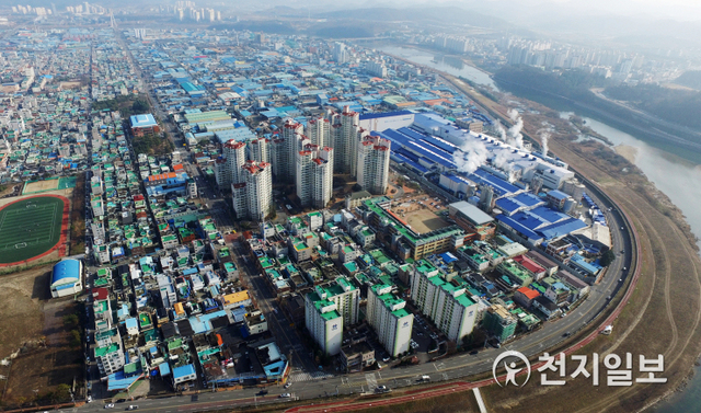 하늘에서 본 상평산업단지 일대 모습. (제공: 진주시) ⓒ천지일보 2020.5.13