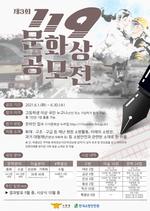 제3회 119문화상 포스터. (제공: 안산소방서) ⓒ천지일보 2021.4.14