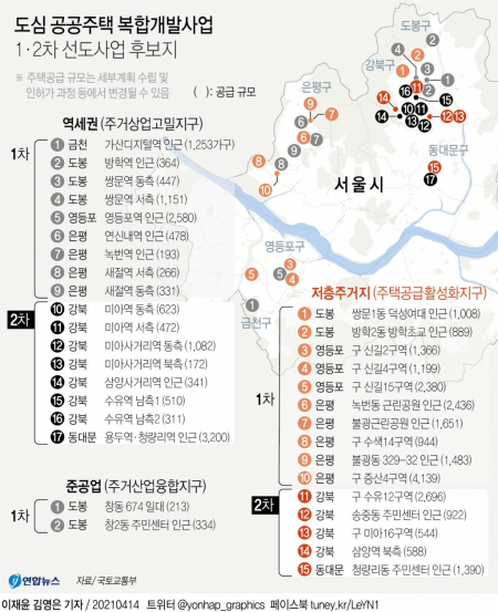도심 공공주택 복합개발사업 선도사업 후보지. (출처: 연합뉴스)