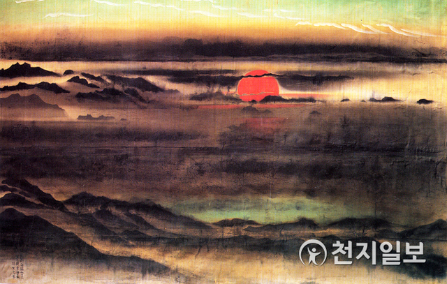 박생광 화백의 ‘동해일출도’ (제공: 진주시립미술관) ⓒ천지일보 2020.9.23
