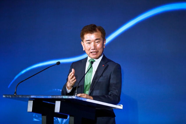 김종현 LG에너지솔루션 사장이 투자 발표 행사에서 인사말을 하고 있다. (제공: LG에너지솔루션)