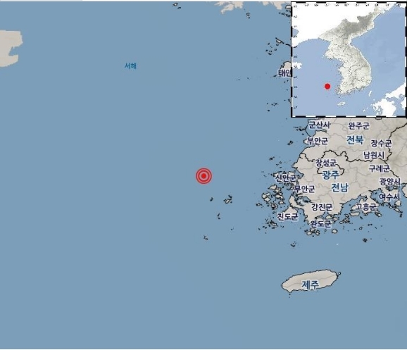 전남 신안 흑산도 북서쪽서 규모 3.7 지진 발생 (출처: 기상청 홈페이지)