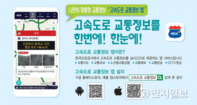 한국도로공사가 제공하는 ‘고속도로 교통정보’ 앱. (제공: 한국도로공사) ⓒ천지일보 2021.4.20
