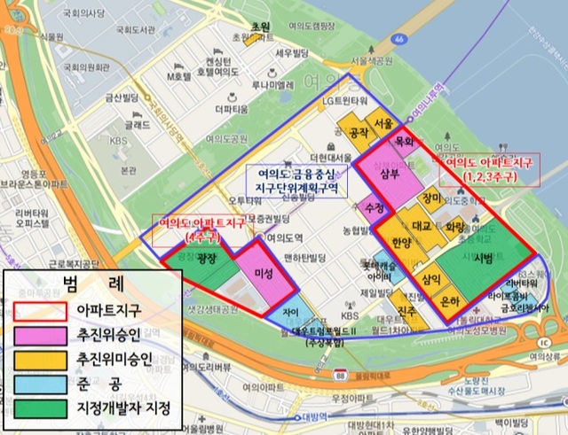 여의도아파트지구 지구단위계획 수립지역 및 인근지역. (제공: 서울특별시)