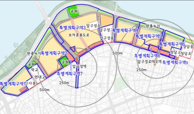 압구정 지구단위계획 수립지역. (제공: 서울특별시)