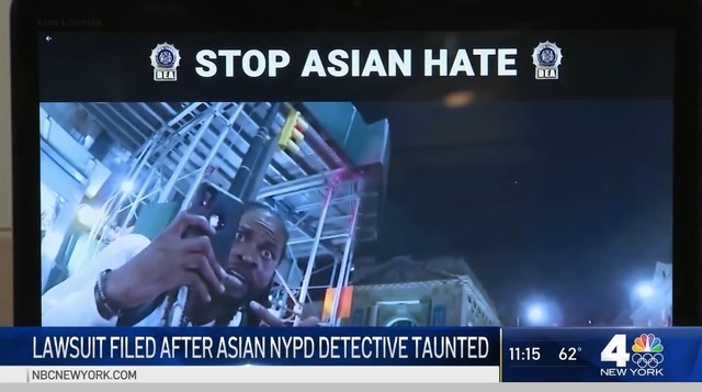 [서울=뉴시스] 경찰 제복을 입고 있던 아시아계 미국 뉴욕경찰(NYPD)이 지난달 인종 차별적인 발언과 위협을 받은 사건이 발생했다. 사진은 21일(현지시간) NBC 뉴욕의 보도 장면 갈무리.