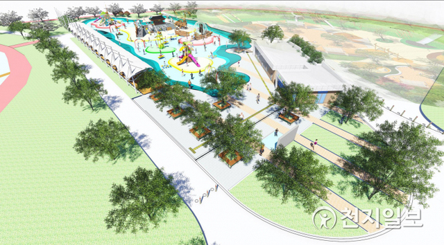 진주종합경기장 인근 물초울공원에 들어설 혁신도시 물놀이장 조감도. (제공: LH) ⓒ천지일보 2021.1.19