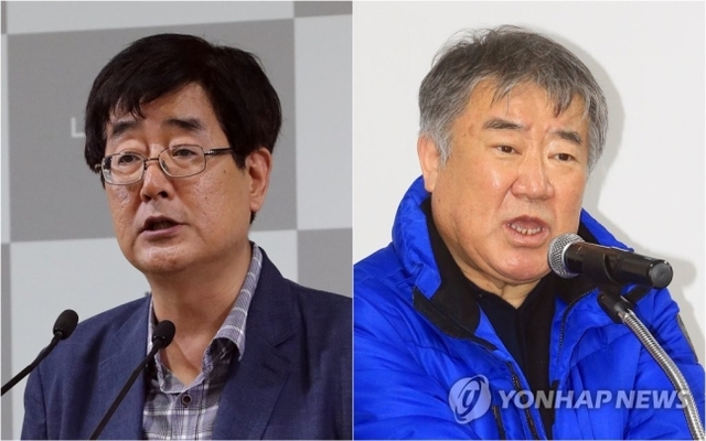 지난 2016년 당시 전효관 서울혁신기획관(왼쪽)과 더불어민주당 김우남 의원. (출처: 연합뉴스)