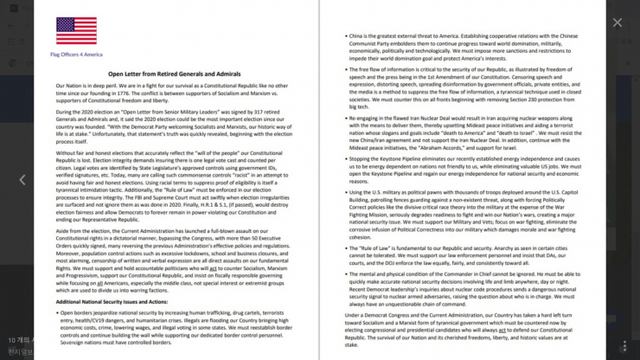 미국의 퇴역 장성 124명이 조 바이든 대통령의 정신건강에 의문을 제기하는 공개 서한을 냈다. (출처=미국을위한사령관 홈페이지) ⓒ천지일보 2021.5.13