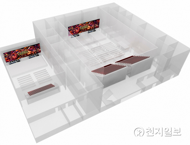신진주역세권 내 문화체육부지에 들어설 경남 e스포츠 상설경기장 1, 2층 조감도. (제공: 진주시) ⓒ천지일보 2021.5.18
