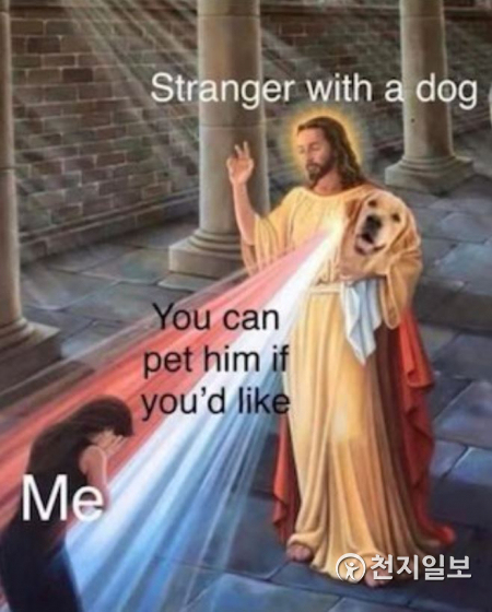 도지코인을 안고 있는 예수 (일론 머스크 트위터 캡처) ⓒ천지일보 2021.5.23