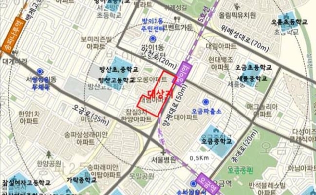 송파구 대림가락아파트 위치. (제공: 서울시) ⓒ천지일보 2021.6.3