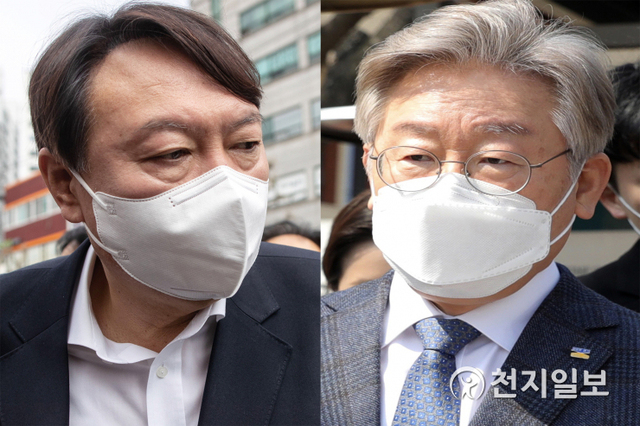 [천지일보=박준성 기자] 차기 대선 경쟁을 펼치고 있는 윤석열 전 검찰총장과 이재명 경기도지사. ⓒ천지일보DB