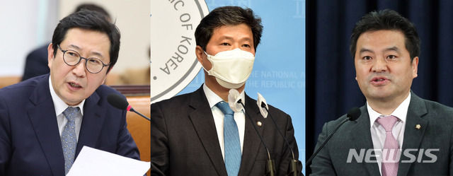 [서울=뉴시스] 더불어민주당은 8일 국민권익위원회의 부동산 거래 전수조사결과 투기 의혹에 연루된 것으로 밝혀진 12명의 명단을 공개했다. 업무상 비밀이용의혹 소지가 있는 것으로 공개된 김한정(왼쪽부터), 서영석, 임종성 의원. (사진=뉴시스 DB) 2021.06.08.