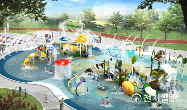 진주시 금호지 수변형 테마공원 물놀이터. (제공: 진주시) ⓒ천지일보 2021.6.10
