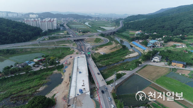 국도39호(송악 외암교 부근) 확포장 공사 현장. (제공: 아산시) ⓒ천지일보 2021.6.25