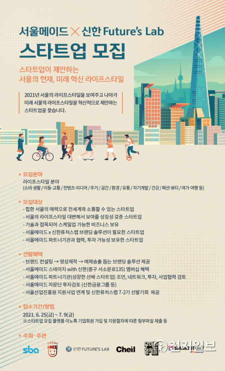신한금융그룹은 오는 7월 9일까지 서울산업진흥원과 함께 ‘서울메이드’ 사업에 참여할 스타트업을 모집한다. (제공: 신한금융그룹) ⓒ천지일보 2021.6.28