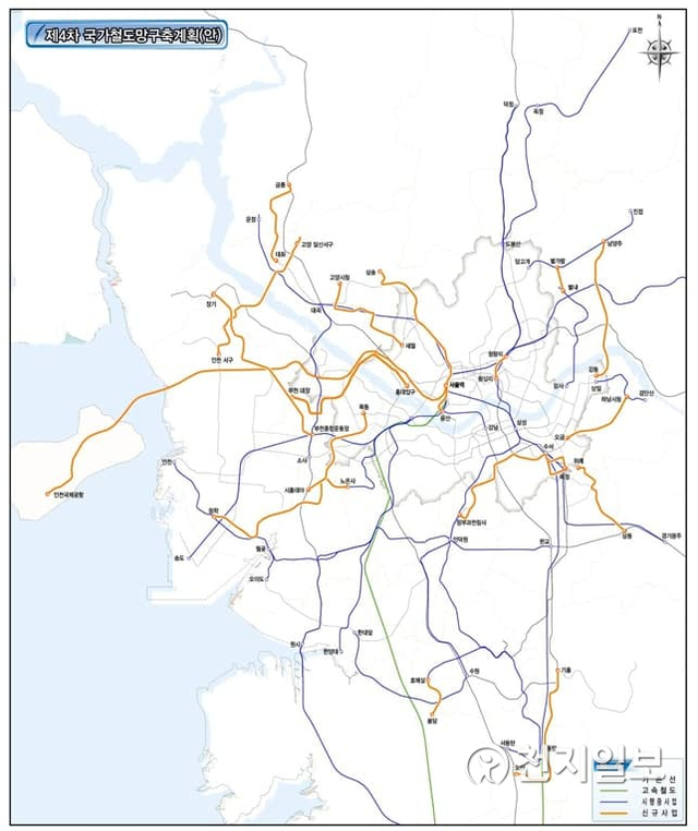4차 국가철도망구축계획 계획도(수도권). (제공: 국토교통부) ⓒ천지일보 2021.6.29