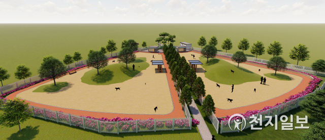 경남 진주시 호탄동 남해고속도로 진주휴게소에 조성될 ‘반려견 놀이터’ 조감도. (제공: 진주시) ⓒ천지일보 2021.7.19