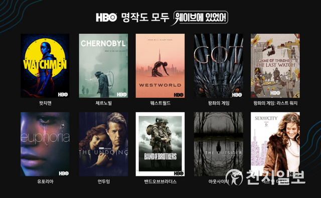 HBO 주요 콘텐츠 라인업. (제공: 웨이브) ⓒ천지일보 2021.7.20