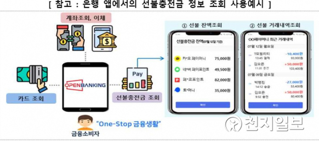 은행 앱에서의 선불충전금 정보 조회 사용예시. (제공: 금융위원회) ⓒ천지일보 2021.7.28