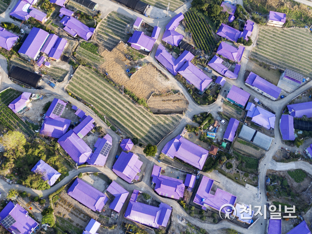 보라색 지붕이 눈에 띄는 신안군 퍼플섬 반월·박지도. (제공: 신안군) ⓒ천지일보 2021.8.1
