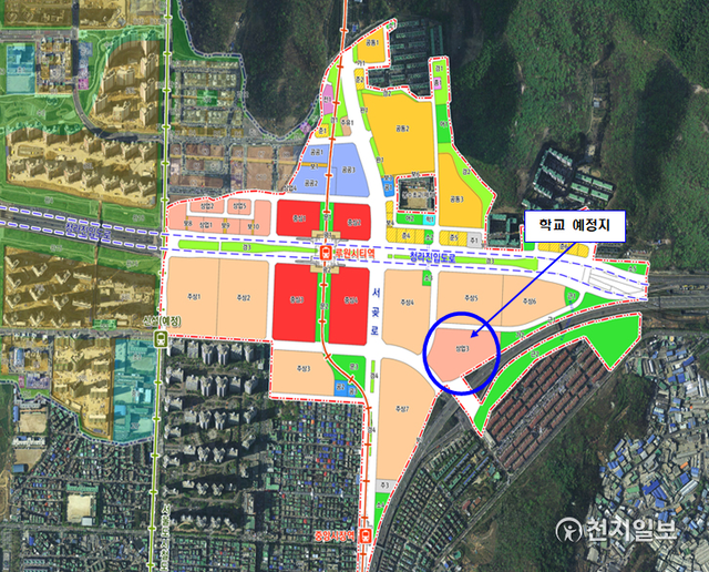 루원시티 초등학교 용지 위치도(제공: 인천시청) ⓒ천지일보 2021.8.3
