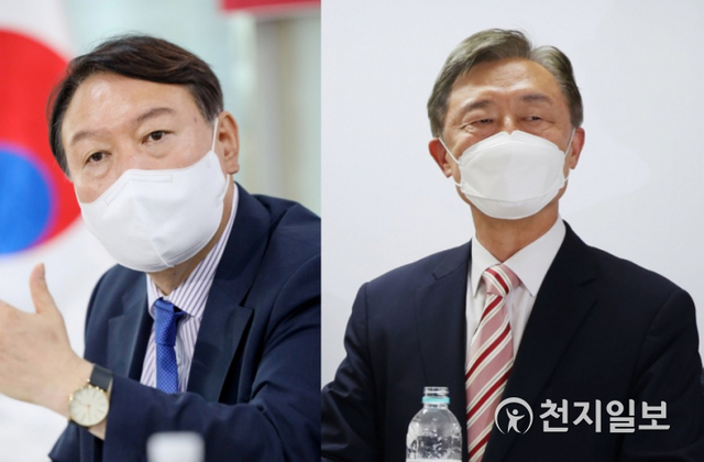 국민의힘 대권주자인 윤석열 전 검찰총장(왼쪽)과 최재형 전 감사원장. ⓒ천지일보DB