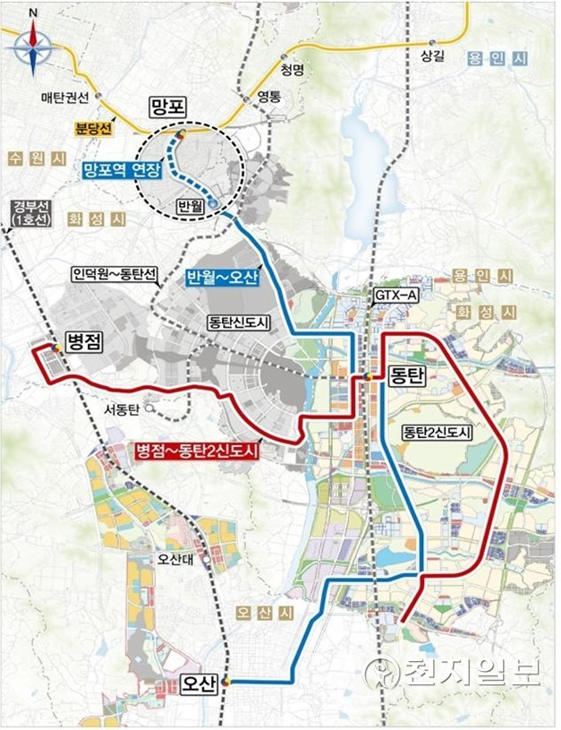 동탄도시철도 노선도. (제공: 오산시) ⓒ천지일보 2021.9.1