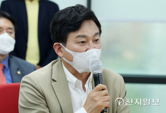 [천지일보=박준성 기자] 국민의힘 대선주자인 원희룡 경선 후보가 5일 오후 서울 여의도 중앙당사에서 열린 공정경선 서약식 및 간담회에서 발언하고 있다. ⓒ천지일보 2021.9.5