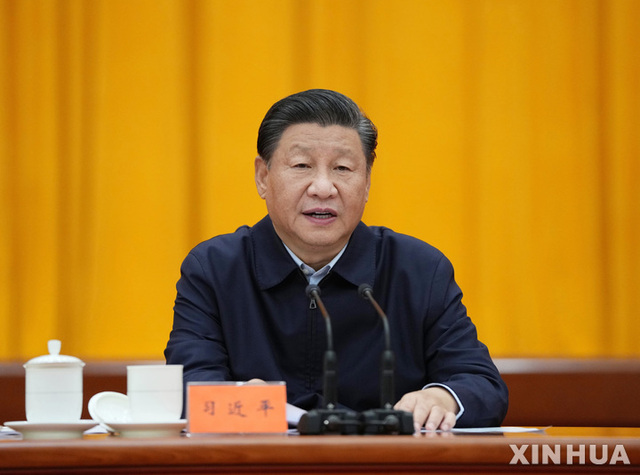 지난달 28일(현지시간) 시진핑 중국 국가주석이 베이징에서 열린 인재 관련 중앙회의에서 발언하고 있다. (출처: 뉴시스)