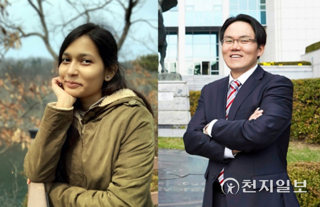 루투자 박사과정 연구원(왼쪽)과 이지훈 교수. (제공: 광운대학교) ⓒ천지일보 2021.10.15