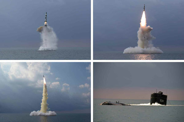 북한 신형 SLBM 발사 장면. 2021.10.20. (출처: 뉴시스)