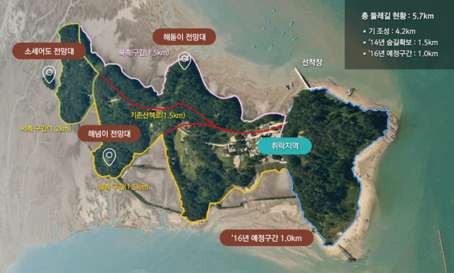 인천시 서구 원창동에 위치한 세어도 둘레길 총 이동거리 5.7km. (출처: 인천 서구청 홈) ⓒ천지일보 2021.11.15