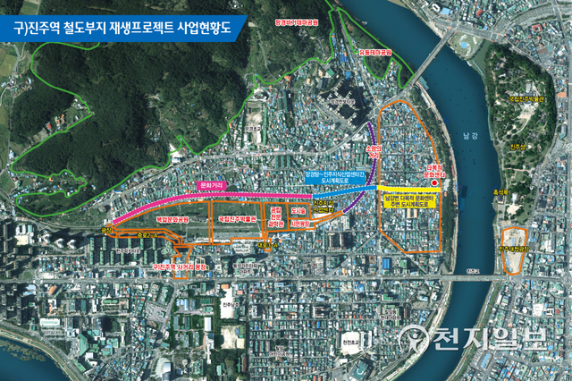 옛 진주역 철도부지 재생 프로젝트 사업현황도. (제공: 진주시) ⓒ천지일보 2021.12.5