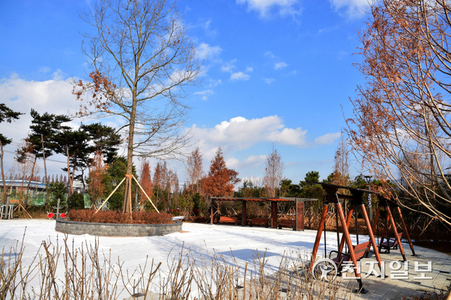 6일 경남 진주시 문산읍 삼곡리에 조성된 ‘미세먼지 차단숲’ 모습. (제공: 진주시) ⓒ천지일보 2021.12.6