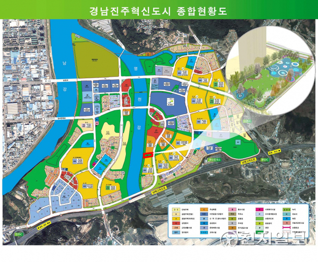 경남혁신도시 충무공동 ‘저류지 상부 다목적광장’ 위치도. ⓒ천지일보 2021.12.9