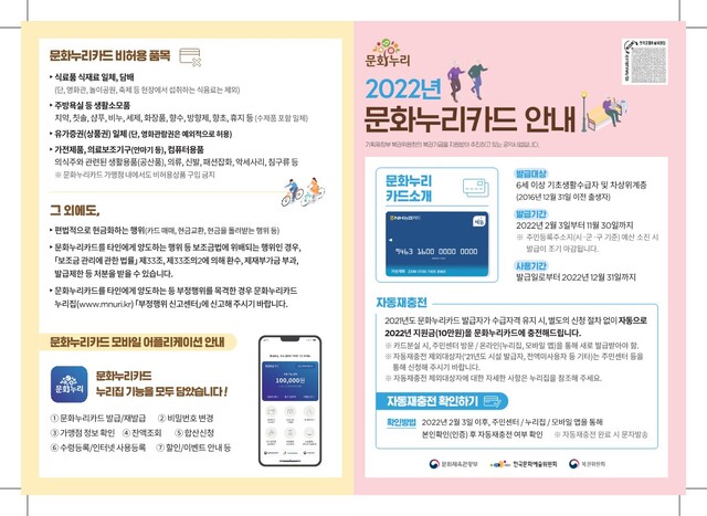 통합문화이용권(문화누리카드) 이용안내 포스터. ⓒ천지일보 2022.1.18