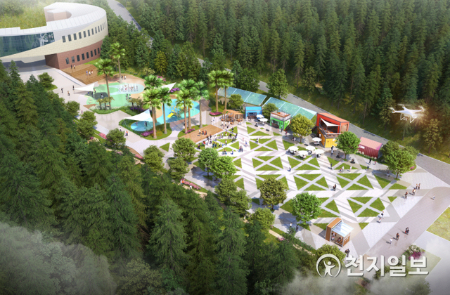 진양호 꿈키움동산 인근에 조성될 공원·문화공연 시설 ‘다이나믹 광장’ 모습. (제공: 진주시) ⓒ천지일보 2021.8.5