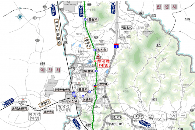 수도권전철 부성역 위치. (제공: 천안시) ⓒ천지일보 2022.1.24