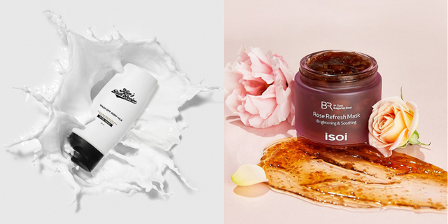 (왼쪽부터)엄마의 목욕탕 레시피 워시오프 바디 밀크, 아이소이 불가리안 로즈 리프레쉬 마스크. (각 사 제공)