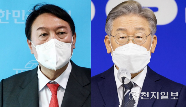 [천지일보=박준성 기자] 국민의힘 윤석열 전 검찰총장(왼쪽)과 더불어민주당 이재명 경기지사. ⓒ천지일보DB