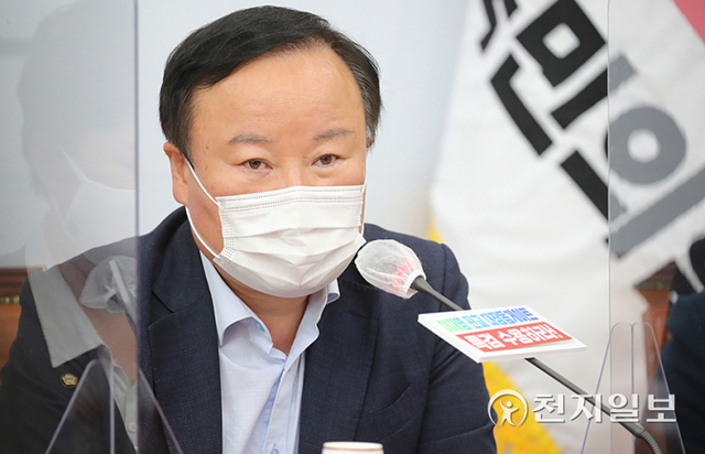 [천지일보=박준성 기자] 국민의힘 김재원 최고위원이 30일 서울 여의도 국회에서 열린 최고위원회의에서 발언하고 있다. (제공: 국민의힘) ⓒ천지일보 2021.9.30